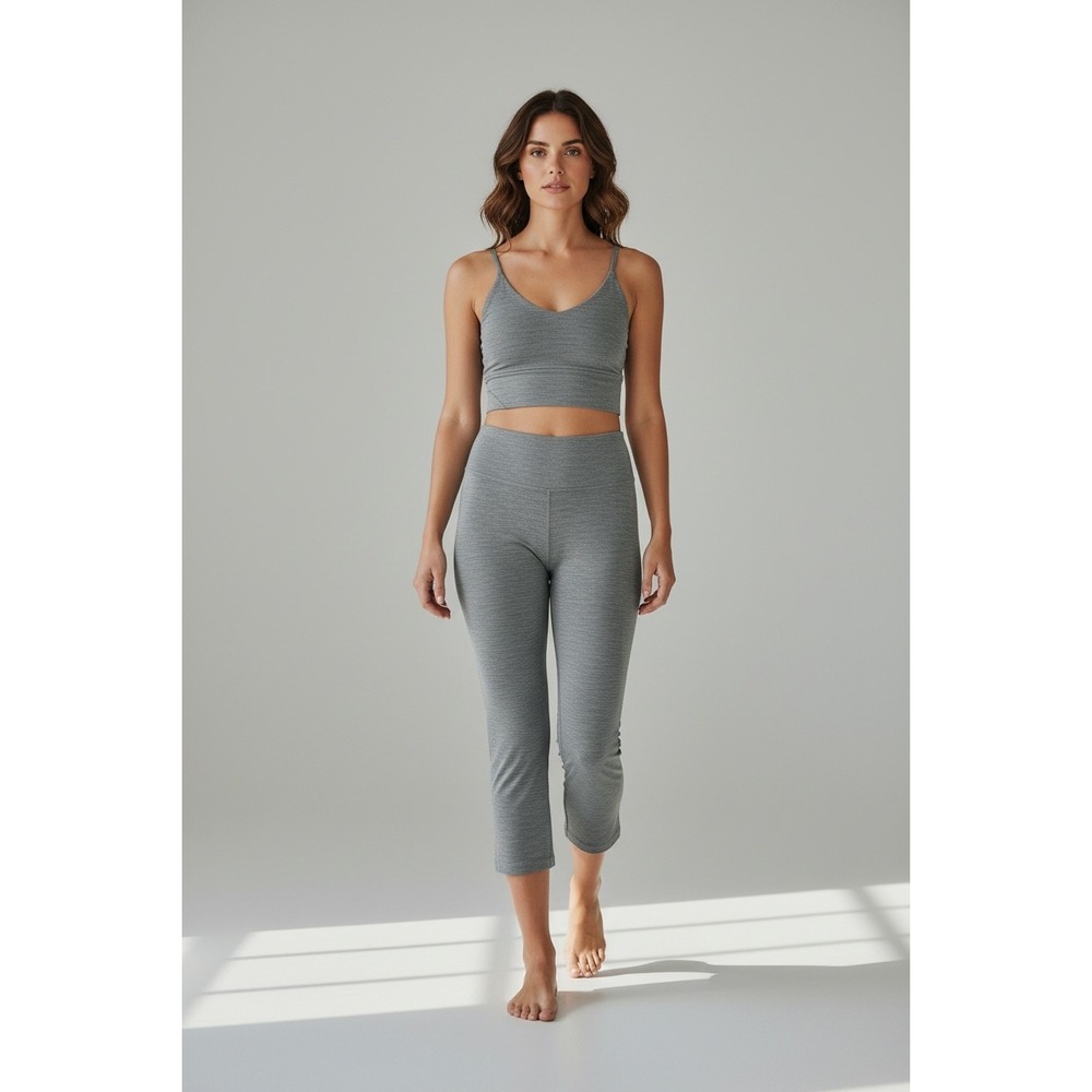 Lululemon Align V-Neck Bra High Rise Crop Leggings Set Heathered Grey Size 14